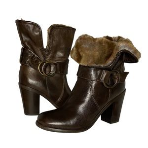 Sesto Meucci Varel Brown Faux Fur Ankle Boot